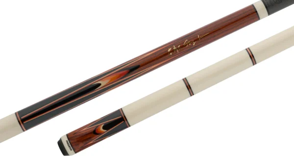 Predator CRM Sang Lee 2-4 limited-edition carom cue with leather wrap and spliced maple points, displayed at full length angle
