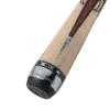 Detailed view of iridescent segmented scorpion tail points on the cue shaft