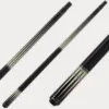 Mezz ACE-2186 billiard cue with ebony butt, black Irish linen wrap, Wavy 2 joint, and WX Sigma shaft displayed at full length