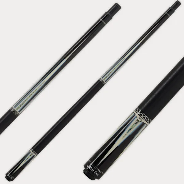 Mezz ACE-2187 billiard cue with ebony butt, WX Sigma shaft, and Wavy 2 joint system, full length view against neutral background