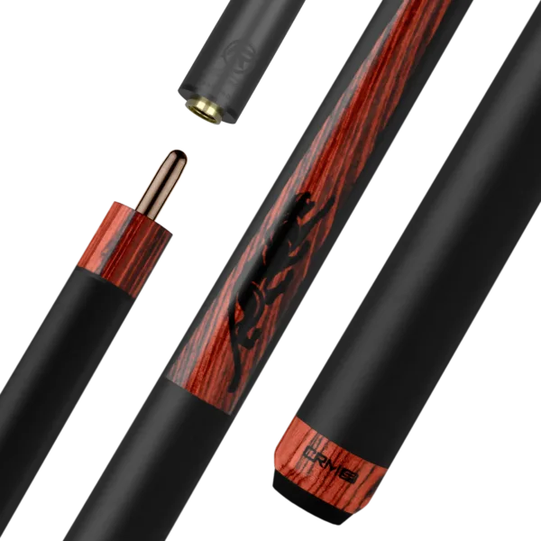 Predator CRM SP2 Tembaga Rengus 1 3-Cushion Carom Cue with matte black forearm and gloss Rengas collar, displayed against neutral background