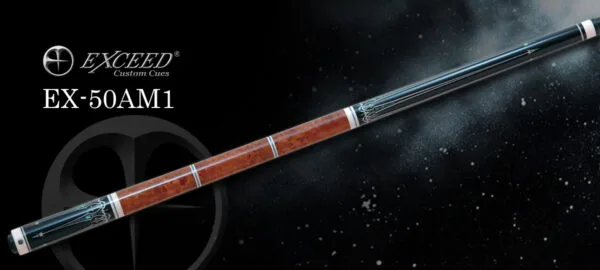 Exceed EX-50AM1 50th Anniversary Billiard Cue with EX Pro tip, Zan Plus2 M shaft, wavy joint, and wood grip construction