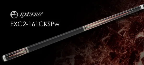 Exceed EXC2-161CKSPw billiard cue with ebony butt, ivory juma inlay, and Cross Power Core EX Pro shaft