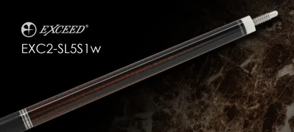 Close-up of snake wood inlay and points on Exceed EXC2-SL5S1w ebony butt
