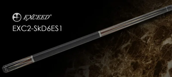 Exceed EXC2-SkD6ES1 premium billiard cue with ebony butt and snake wood inlay detail