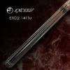 Exceed EXD2-141Tu billiard cue with no wrap wood grip, Ebony butt, and Ivory juma Paua shell inlays, full length view