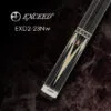 Exceed EXD2-23Nw no wrap billiard cue with ebony forearm, curly maple grip, and Paua shell inlay mosaic detail