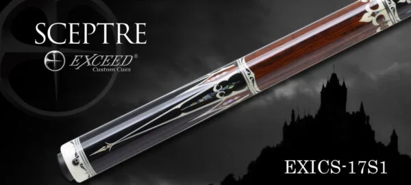 Detail of EX Pro shaft and Zan Plus2 M tip on Exceed EXICS-17S1 billiard cue
