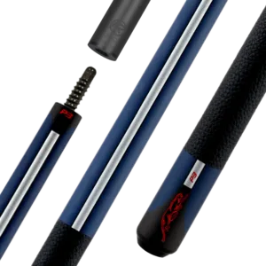 Predator P3 Painted Blue Pool Cue with Leather Luxe wrap and Radial joint, full-length view